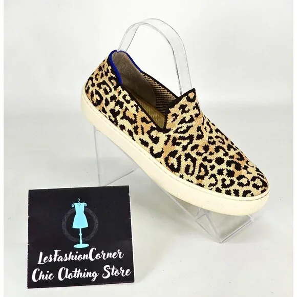 Rothy's Women's Leopard Cheetah Fabric The Sneaker Slip On Shoes Size 7.5 2119 - Picture 13 of 16